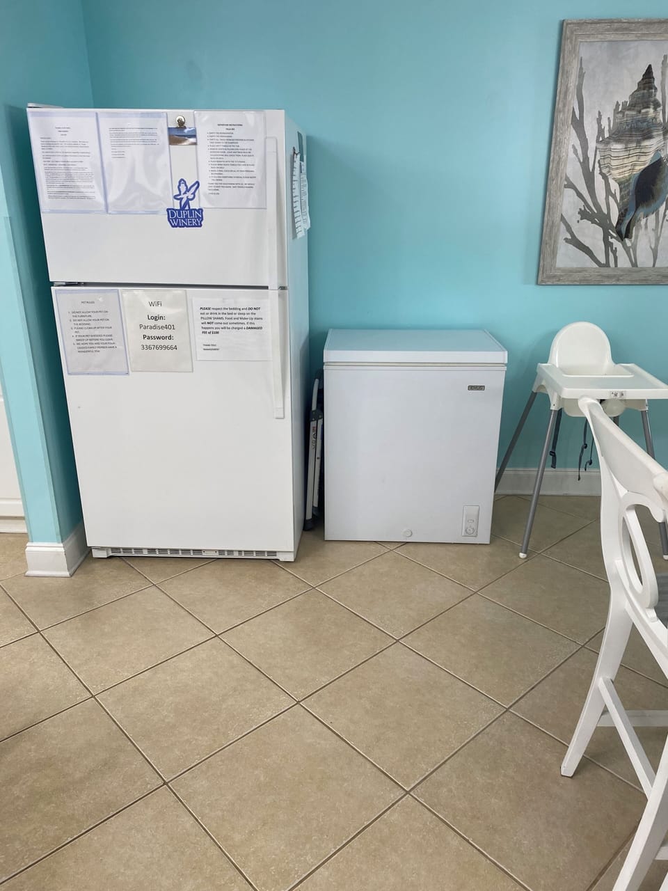 Extra refrigerator and chest freezer.