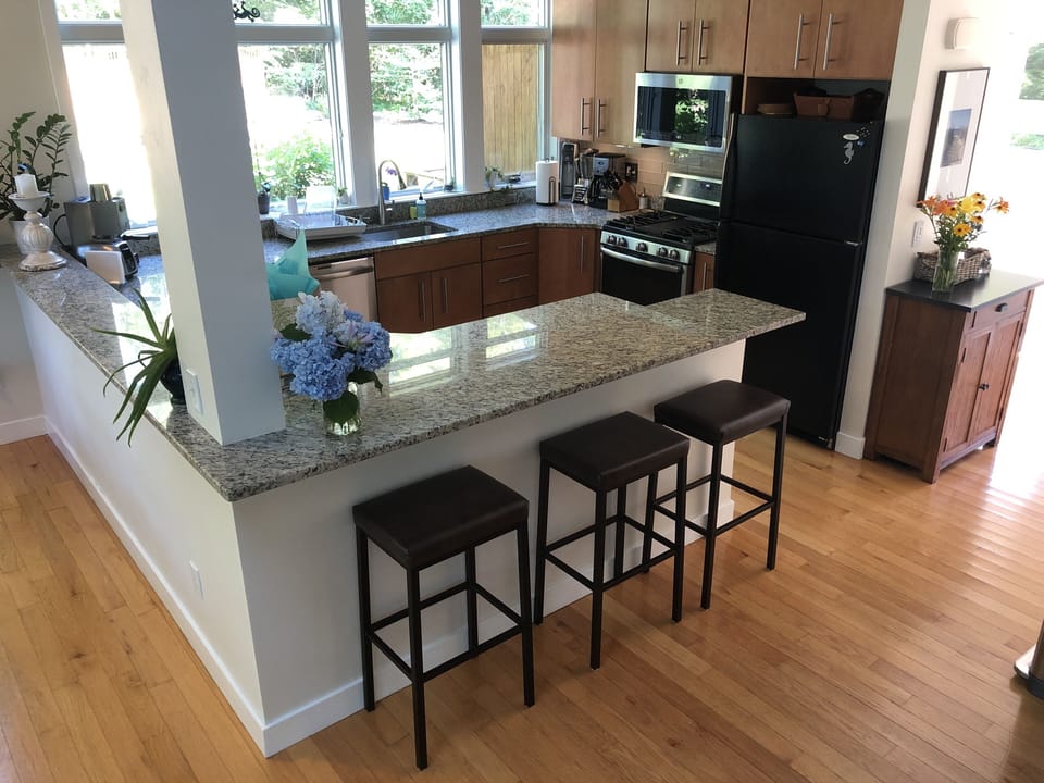 Entertain friends and family in and around the gourmet kitchen