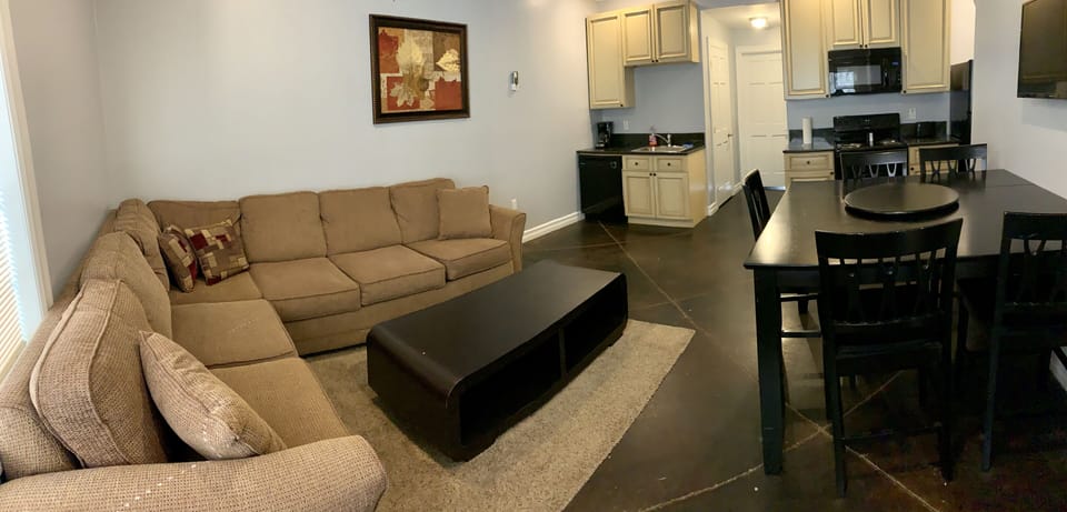 Living Room, Dining Area, and Kitchen