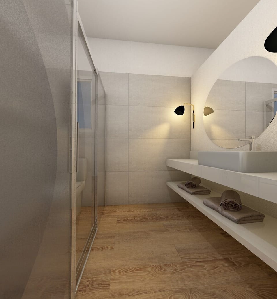 Exclusive Apartment, 1 King Bed, Non Smoking, Sea View | Bathroom | Shower, rainfall showerhead, designer toiletries, hair dryer