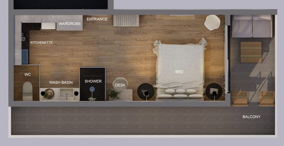 Exclusive Apartment, 1 King Bed, Non Smoking, Sea View | Floor plan
