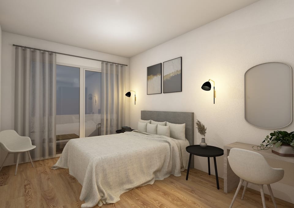 1 bedroom, Egyptian cotton sheets, premium bedding, Tempur-Pedic beds