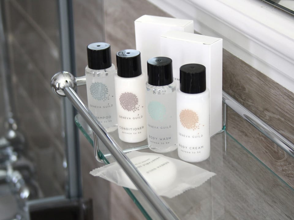 Free toiletries, hair dryer, bathrobes, slippers