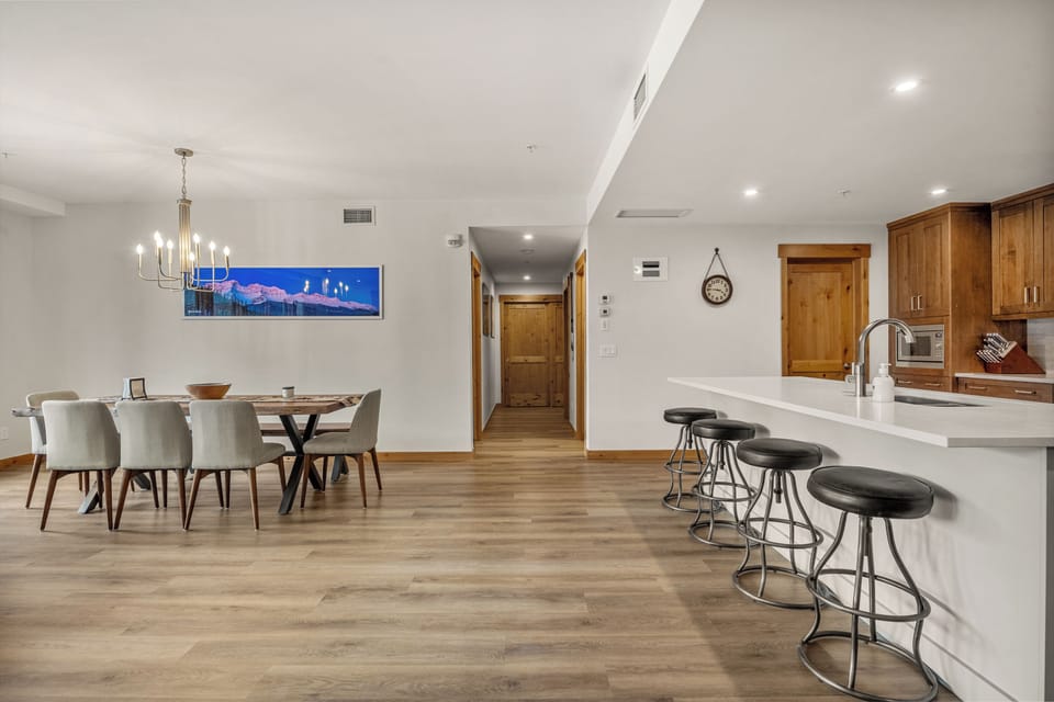 Enter the living room and kitchen