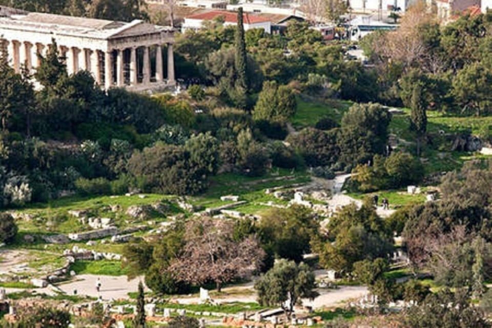 Temple of Hephaistos at Thesseon. View from Akropolis footsteps. 10' walking.
