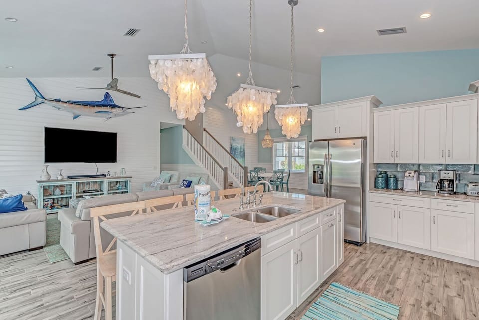 Kitchen facing into living room