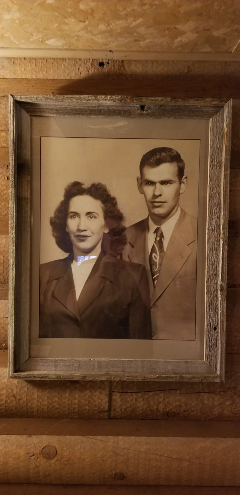 Dewey and Opal Atwood, April 1953. Builders of the cabin.