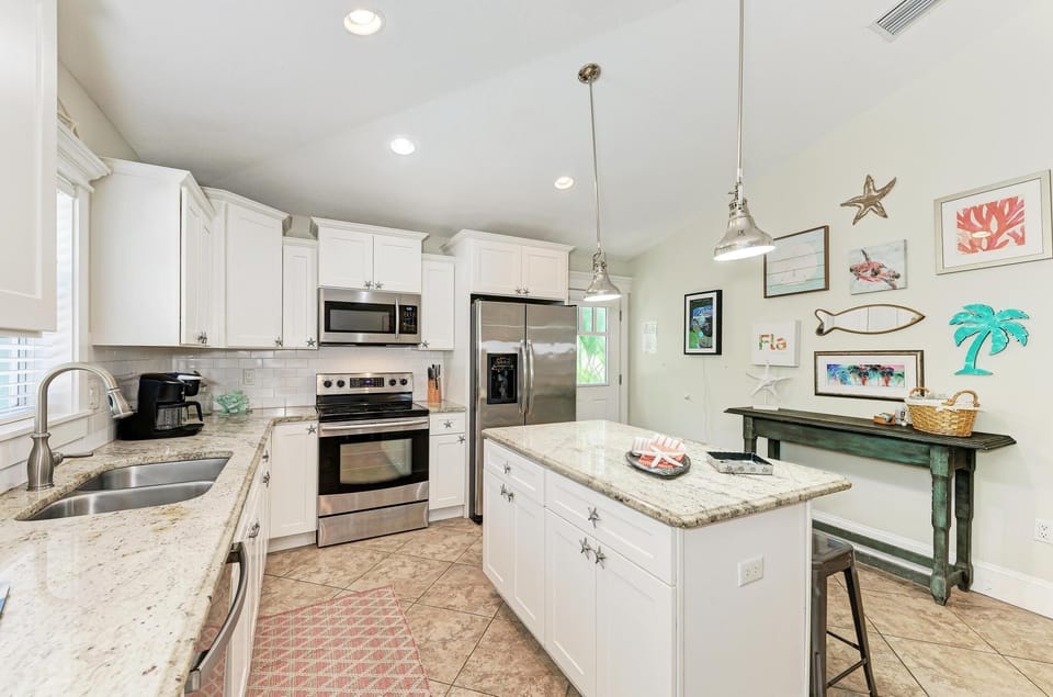 Gorgeous coastal kitchen with plenty of counter and cabinet space