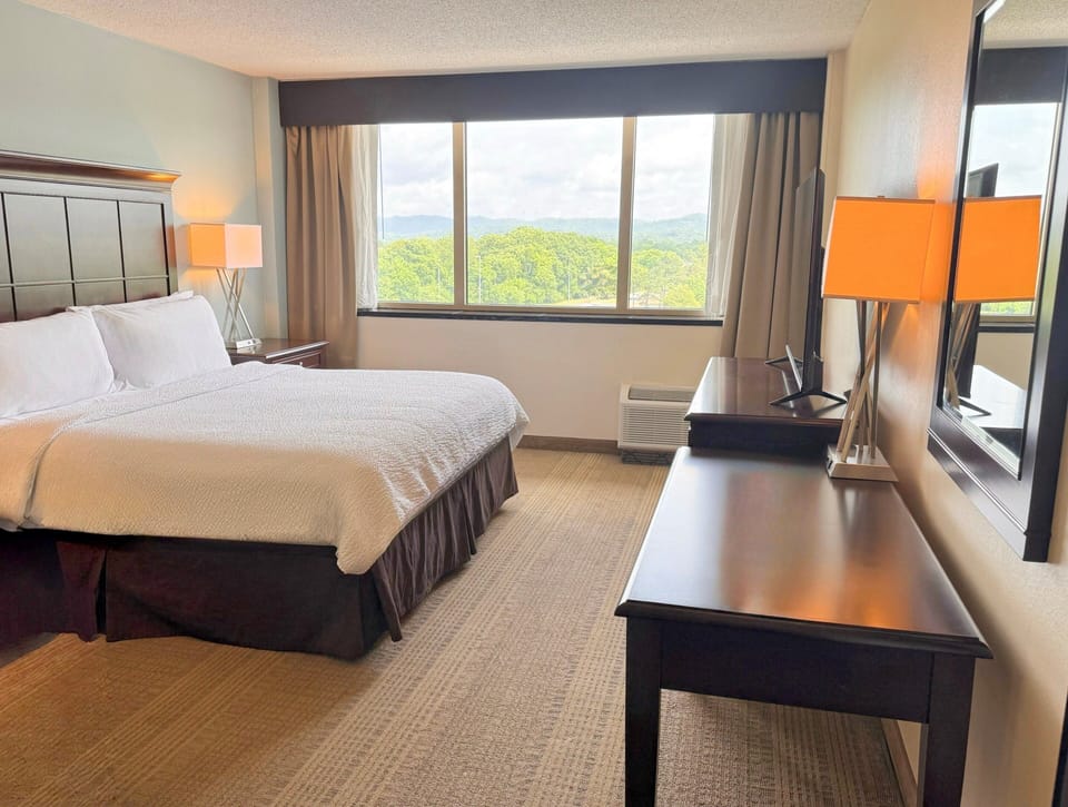 Premium bedding, pillowtop beds, desk, laptop workspace