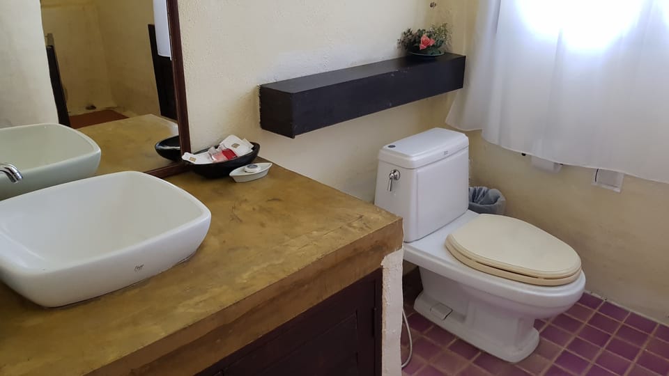 Shower, free toiletries, hair dryer, slippers