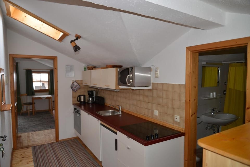 Fridge, microwave, stovetop, electric kettle