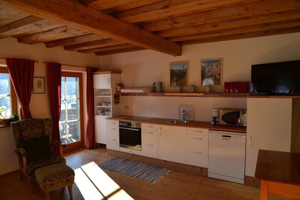 Fridge, microwave, stovetop, electric kettle