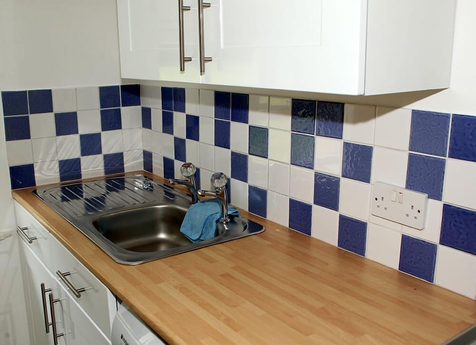 Full-size fridge, microwave, oven, stovetop