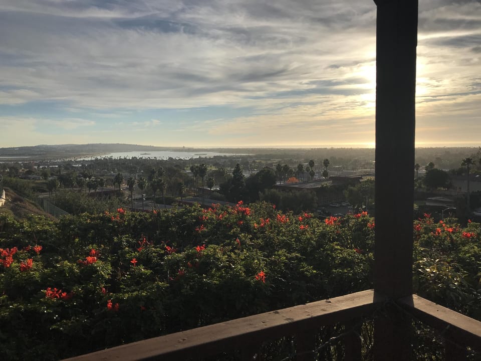 View from the backyard of beautiful Mission Bay and the Pacific Ocean