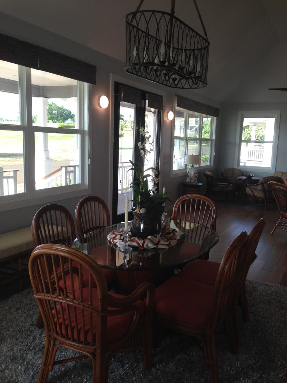 MAIN HOUSE DINING AREA SHOWING ENTIRE ROOM OF WINDOWS W/ GORGEOUS VIEWS;BBQ,SPA