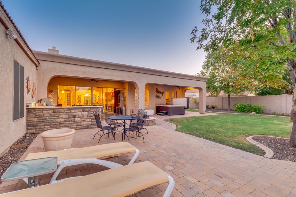 Patio looking at house