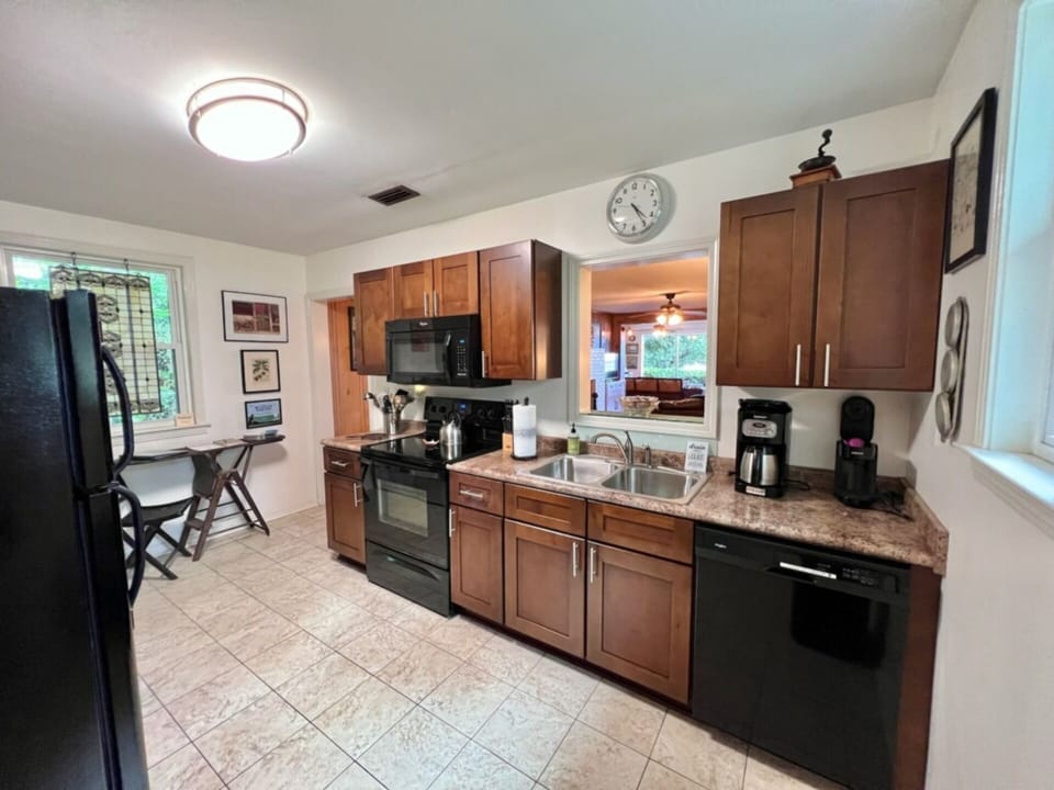Fully stocked kitchen.  Has most everything a home kitchen needs.