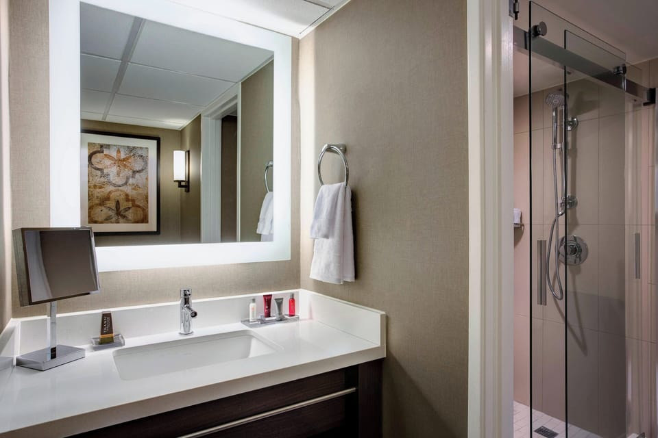 Shower, free toiletries, hair dryer, slippers