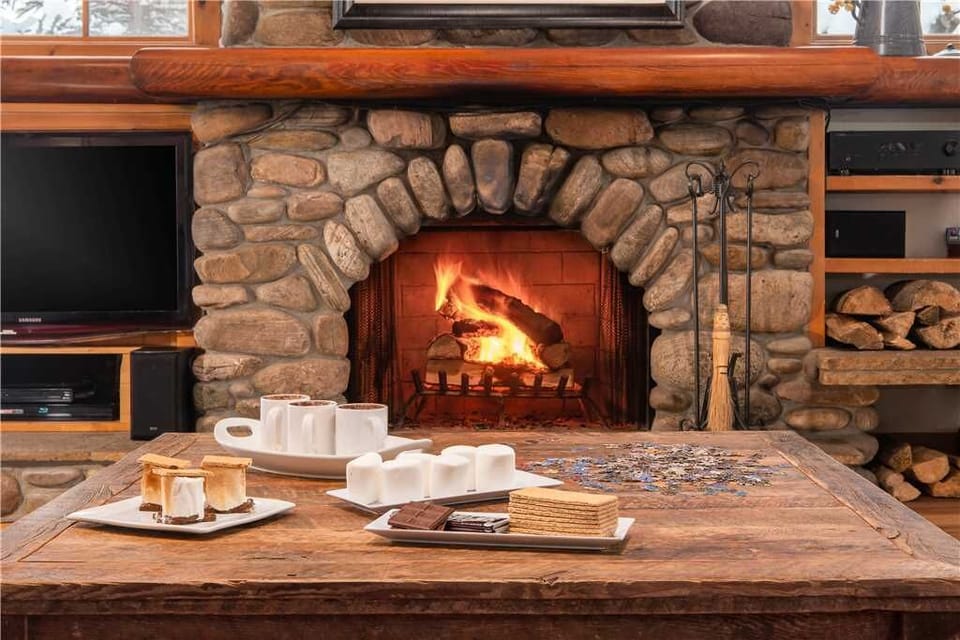 Living Room with Wood Fireplace