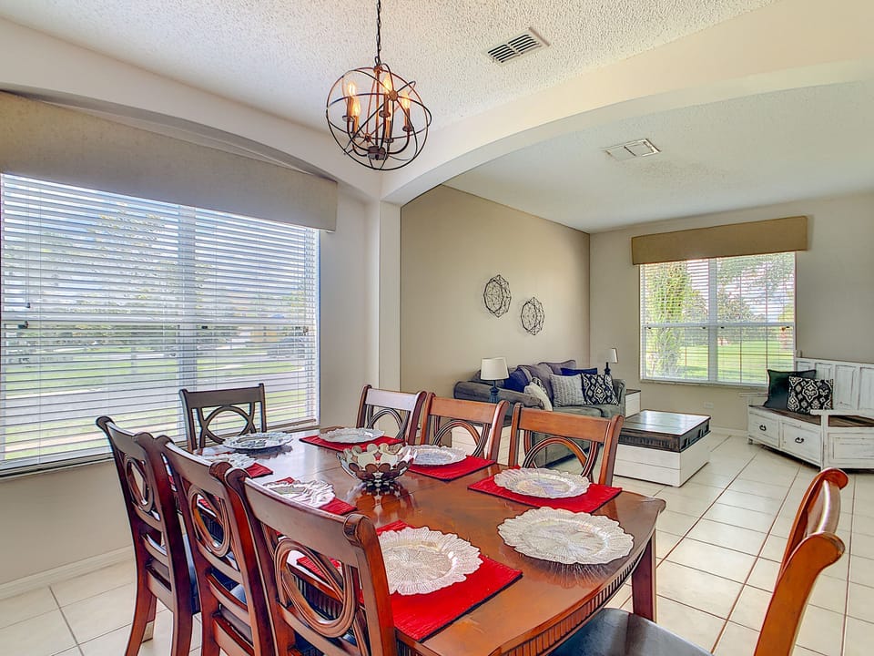 Dining area leads off to second living space.