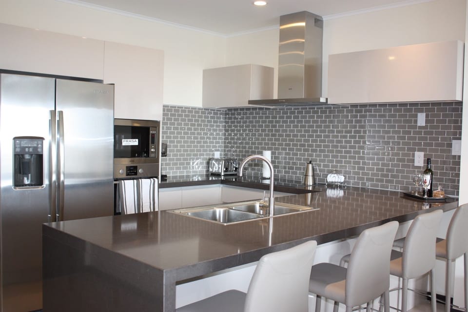 New modern kitchen with European appliances. 