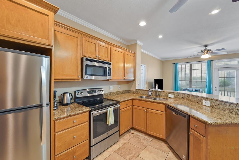 Large kitchen opens into the living room