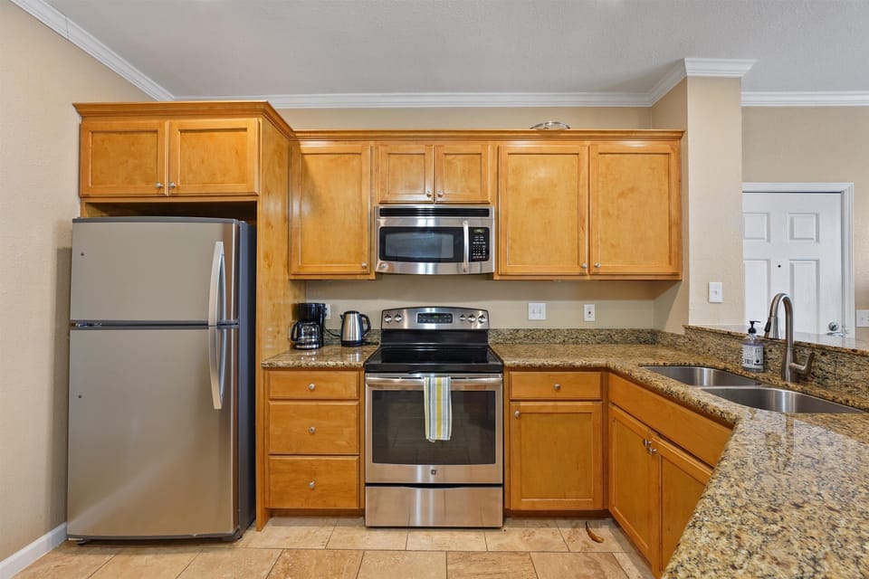 Large kitchen is fully stocked with everything you need for any occasion 