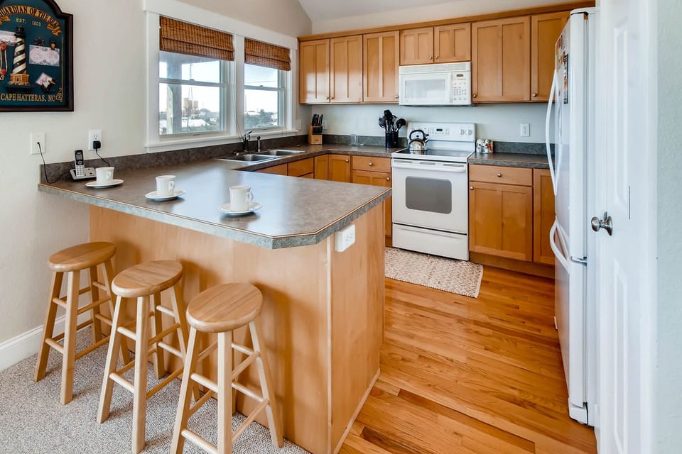 The well-appointed kitchen is the perfect space for the chef in your group.