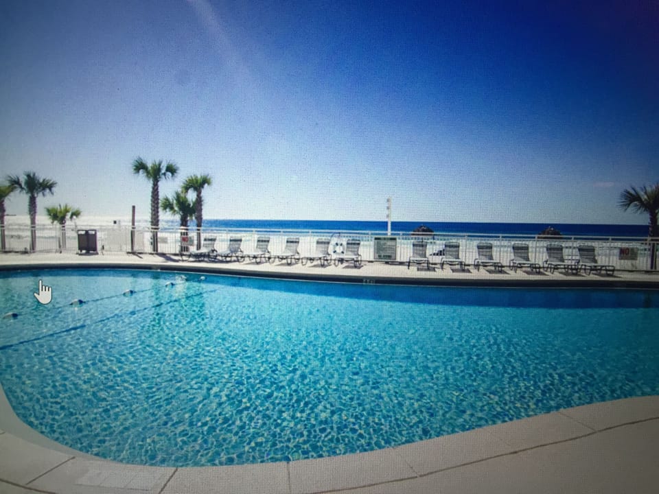 Our pool is right on the beach and we have plenty of lounge chairs.