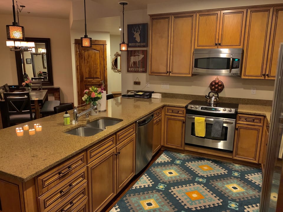 Lots of counter space in the kitchen and room to work around each other.  