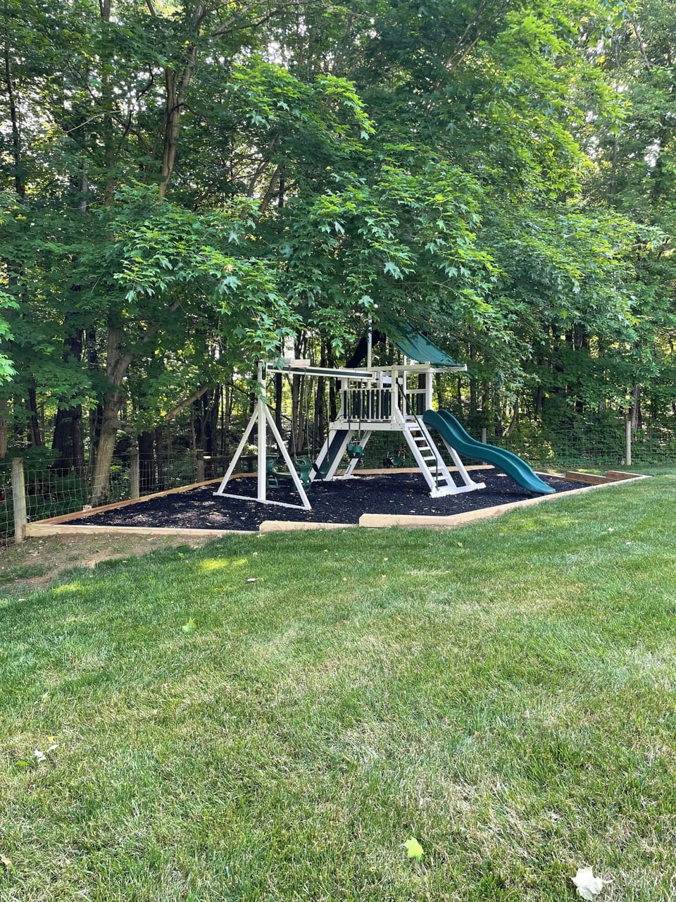 Swing set in the backyard