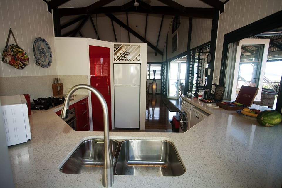 Exclusive House, 1 Bedroom, Ocean View, Beachfront | Private kitchen | Full-size fridge, microwave, oven, stovetop
