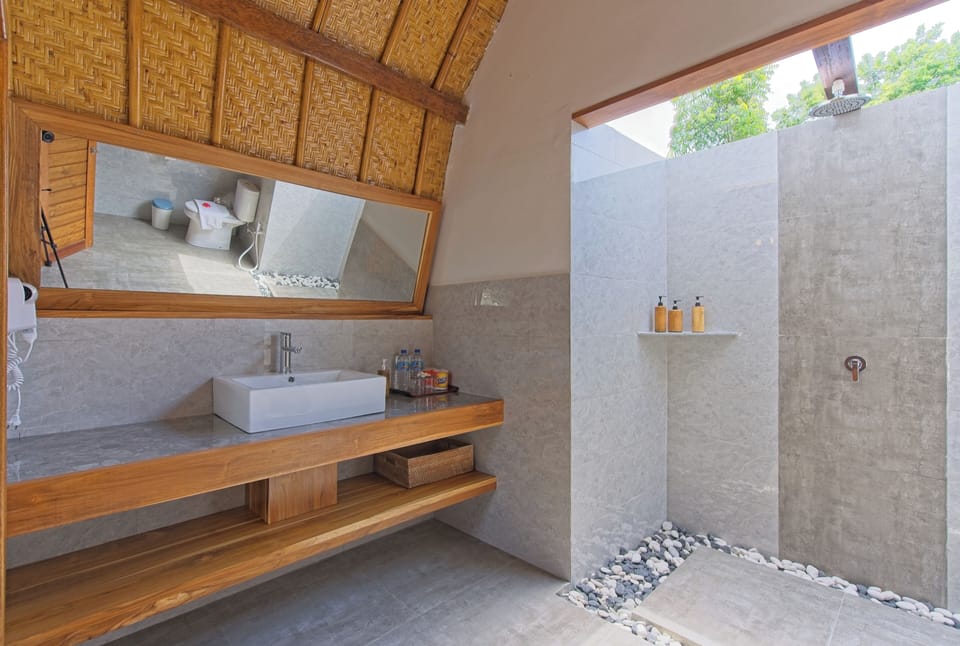 Deluxe Twin Room | Bathroom | Shower, rainfall showerhead, free toiletries, towels