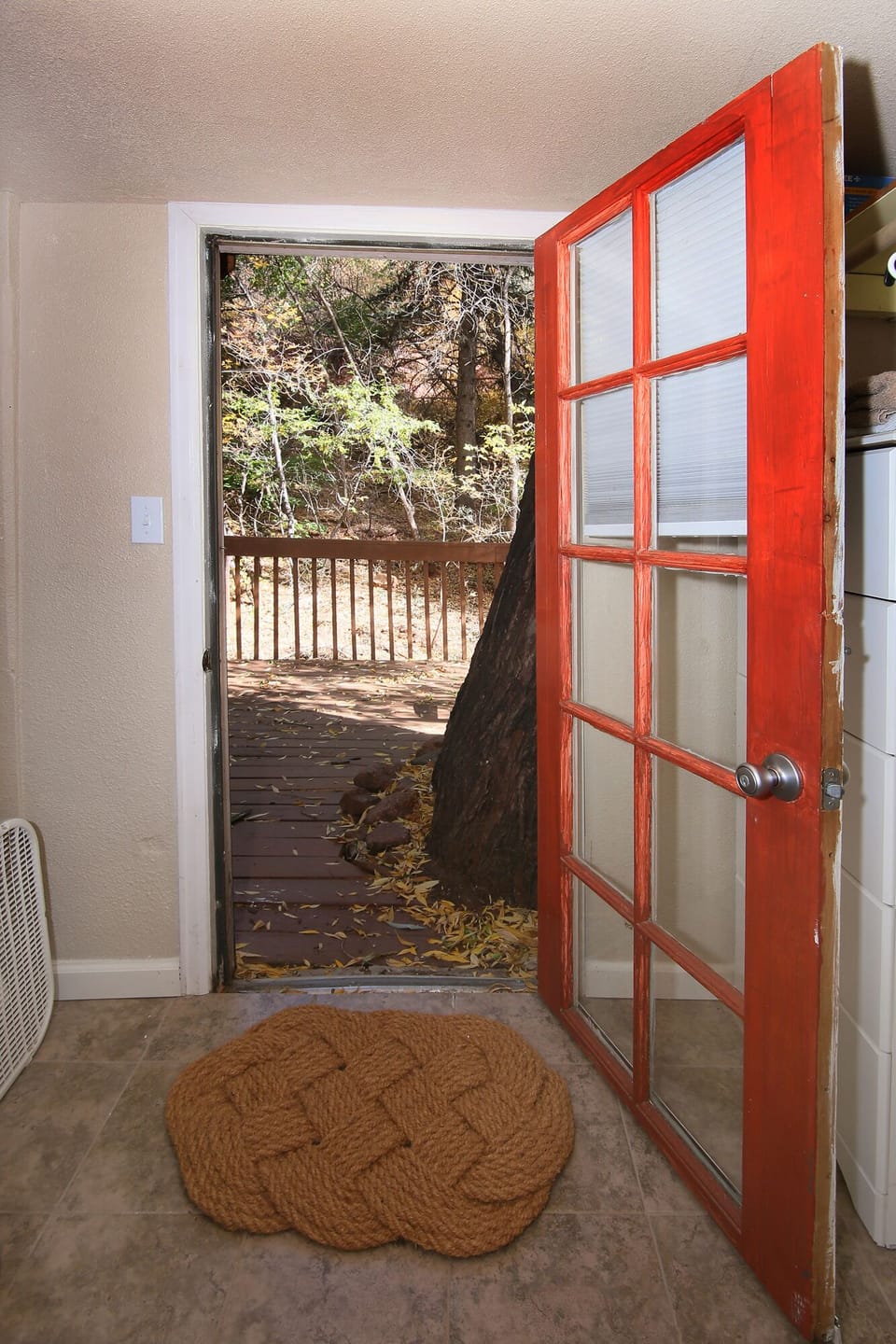 your backdoor opens up to a great deck right on the river
