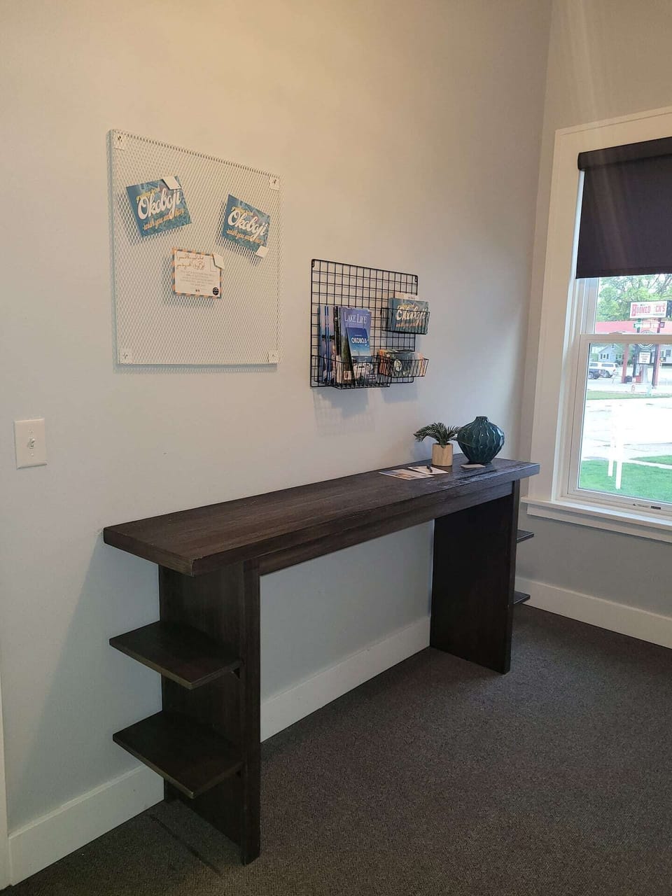 Upstairs is our media area, each week we update with the latest news for the area. There is a refrigerator and microwave here.