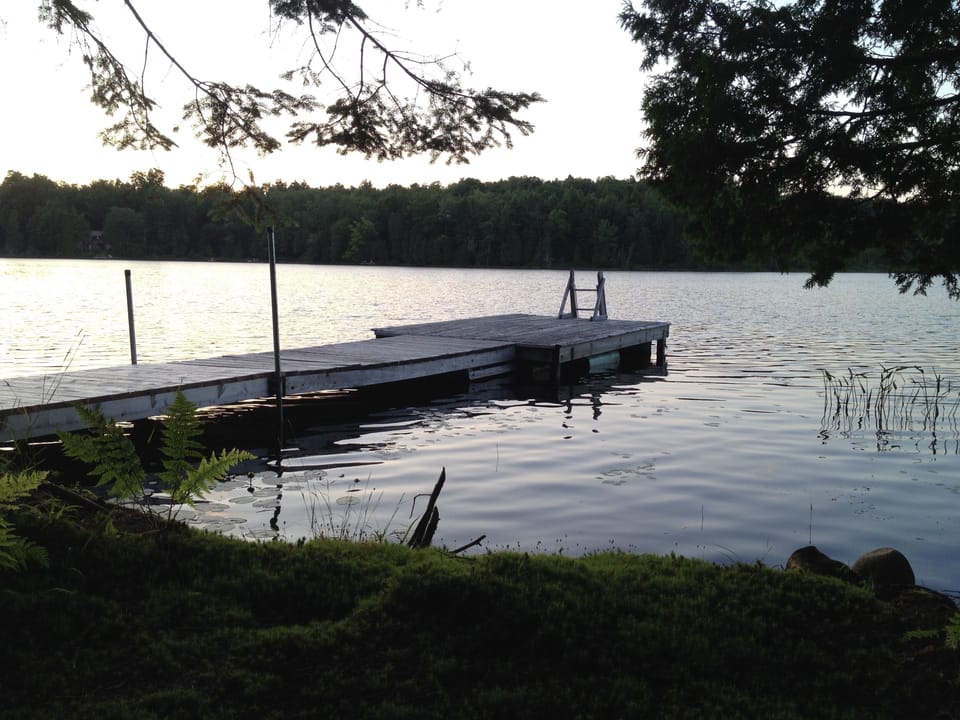 Private dock on non-motorized lake.