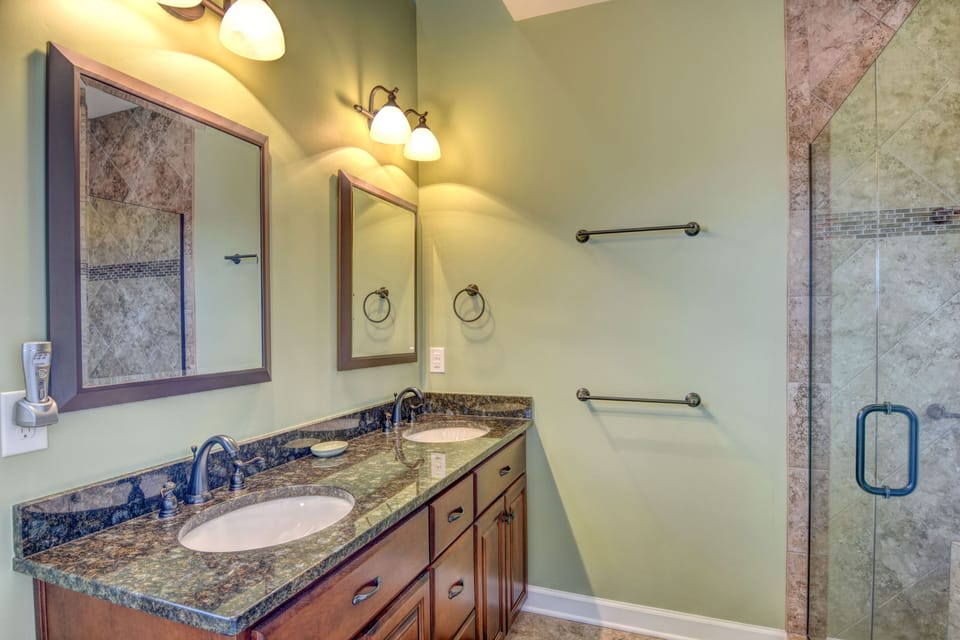 Master Bath with frameless glass shower