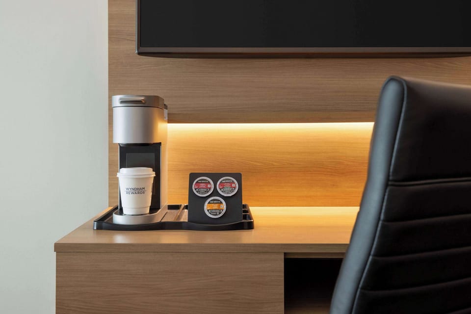 Desk, blackout drapes, soundproofing, iron/ironing board