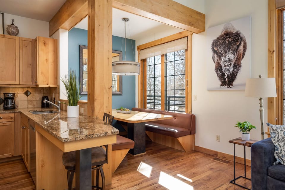 Pull up a barstool for a cup of coffee before heading into the mountains