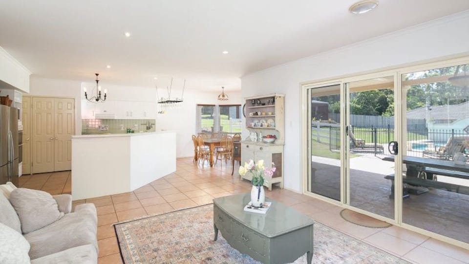 The downstairs living area is a lovely space for family and friends.