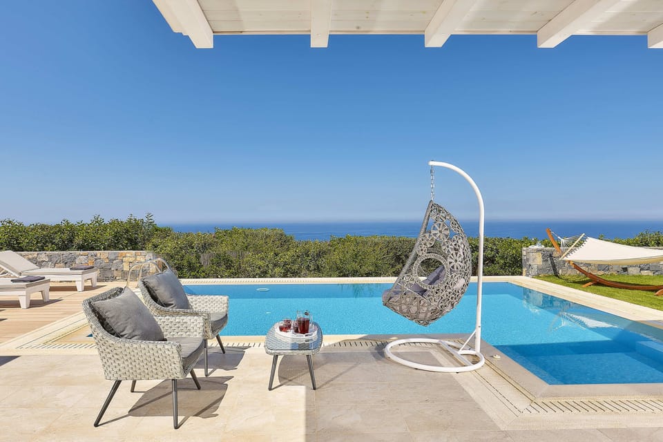 pool area with panotamic seaviews