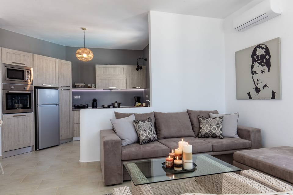 Villa, Pool Access, Sea View (Kouros) | Living area | Flat-screen TV