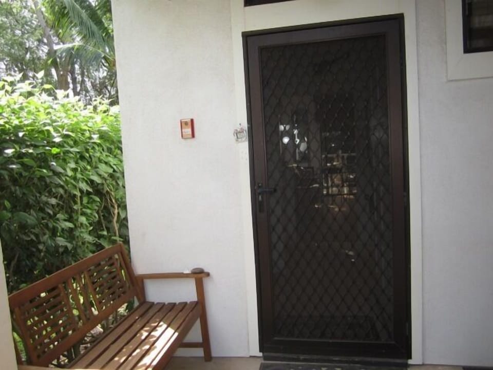 Entry door, lock box on inside door handle