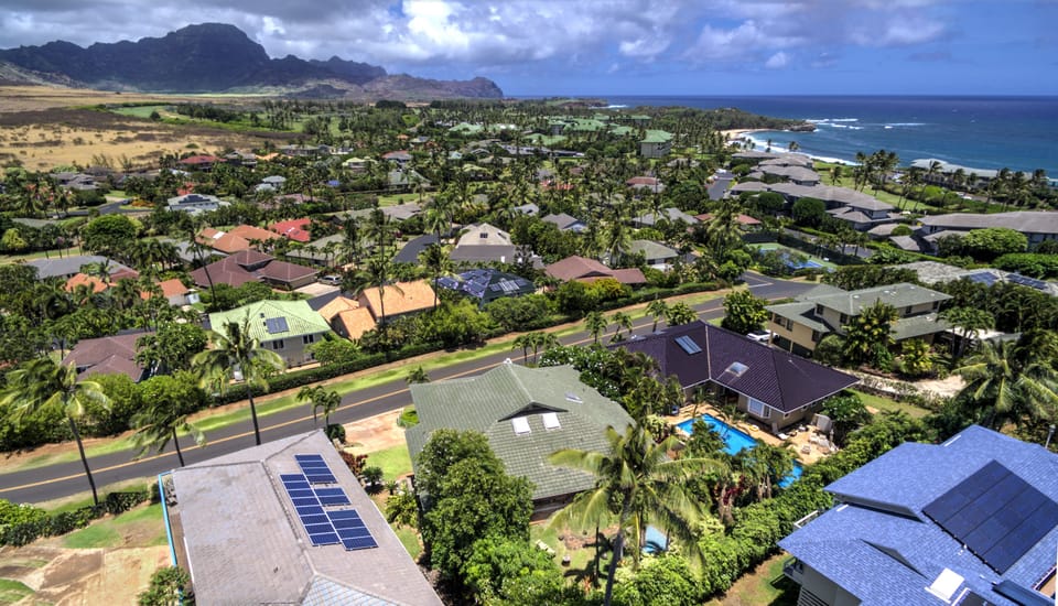 Aerial view towards Shipwreck Beach