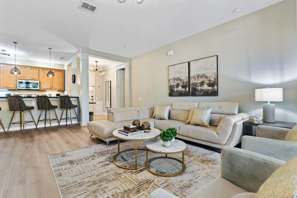 Inviting Living Space: Our living area is a warm and welcoming retreat, combining comfort with contemporary design for an unforgettable stay