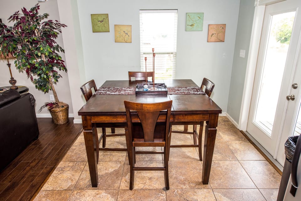 Dining; expandable to eight top.