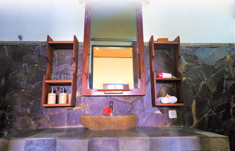 Shower, free toiletries, hair dryer, slippers