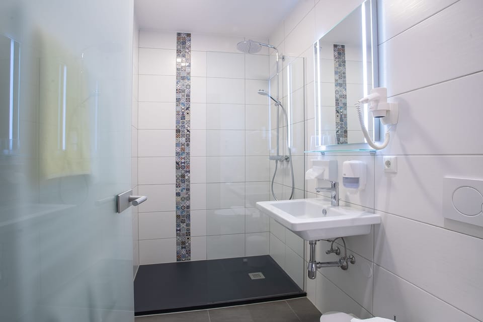 Deluxe Double Room | Bathroom | Shower, rainfall showerhead, hair dryer, bathrobes