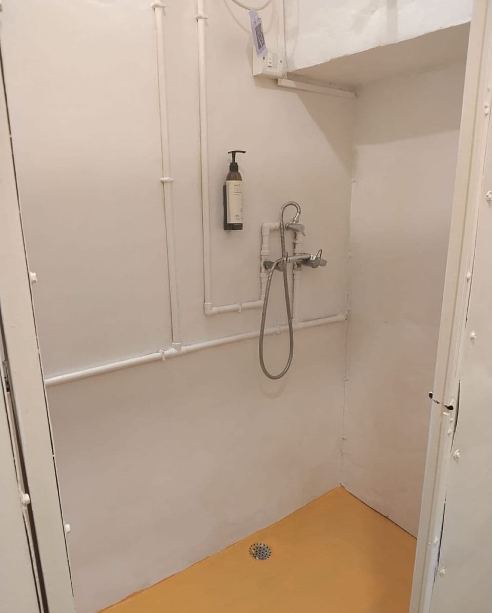 Bed in 6 Bed Mixed AC Dormitory Room with Shared Bathroom | Bathroom | Shower, rainfall showerhead