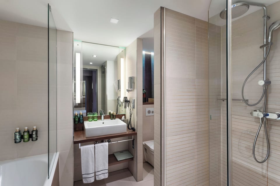 The Level Junior Suite with Executive Lounge Access | Bathroom | Eco-friendly toiletries, hair dryer, towels